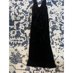 VTG 90s Beth Schaeffer Chocolate Brown Crushed Velvet Maxi Dress Size S